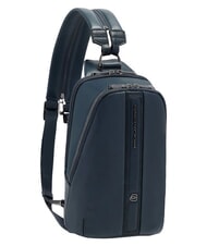 PIQUADRO VICTOR Zaino Monospalla in pelle blu - Zaini da lavoro porta PC - 3