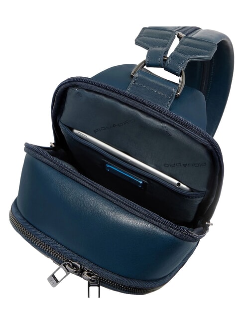 VICTOR Zaino Monospalla in pelle blu - Zaini da lavoro porta PC