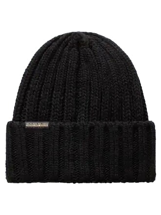 F-SEMIURY Cappello con risvolto e pon pon black 041 - Cappelli