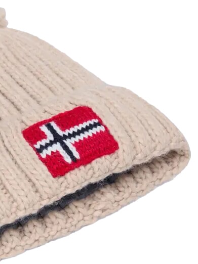 F-SEMIURY Cappello con risvolto e pon pon beige dimity - Cappelli