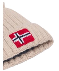 NAPAPIJRI F-SEMIURY Cappello con risvolto e pon pon beige dimity - Cappelli - 3