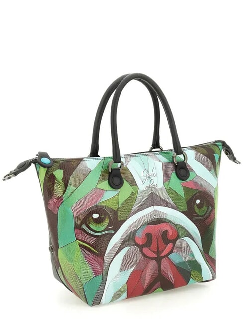 G3 PLUS Borsa shopping media, trasformabile bull-dog verde - Borse Donna