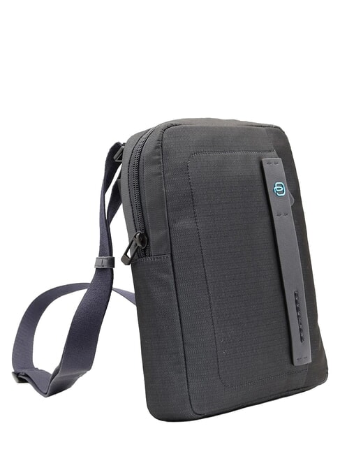 P16 Borsello misto pelle, porta iPad chevron blu - Tracolle Uomo