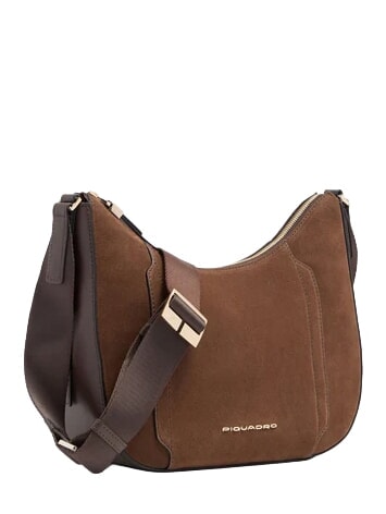 CIRCLE Borsa a tracolla, in pelle noce scuro scamosciato - Borse Donna