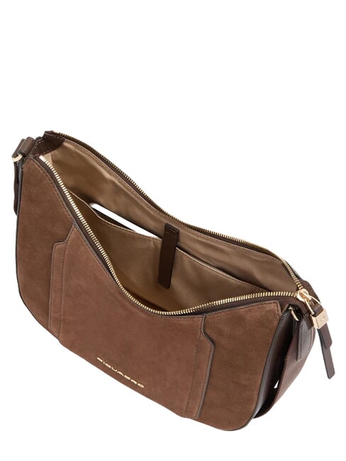 CIRCLE Borsa a tracolla, in pelle noce scuro scamosciato - Borse Donna