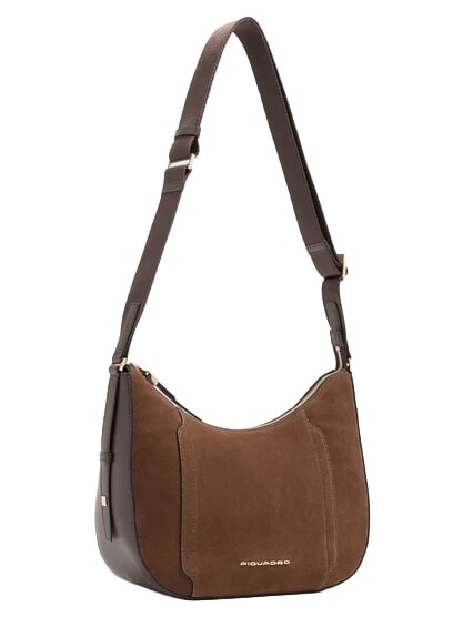 CIRCLE Borsa a tracolla, in pelle noce scuro scamosciato - Borse Donna