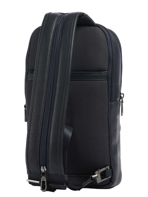 CRONUS Zaino monospalla in pelle blu - Zaini da lavoro porta PC