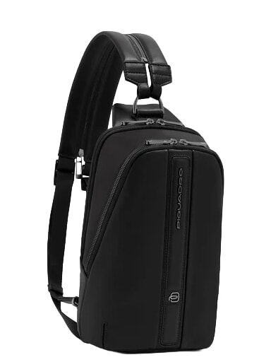 VICTOR Zaino Monospalla in pelle Nero - Zaini da lavoro porta PC