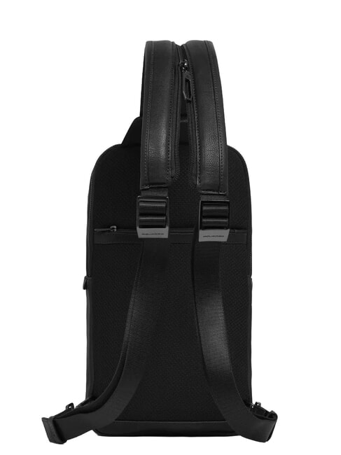 CRONUS Zaino monospalla in pelle Nero - Zaini da lavoro porta PC