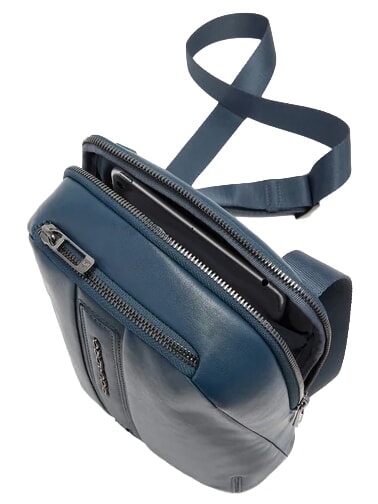 W143 Borsello porta iPad mini blu - Tracolle Uomo