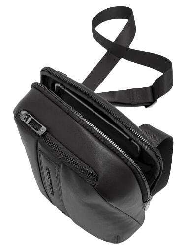 W143 Borsello porta iPad mini Nero - Tracolle Uomo