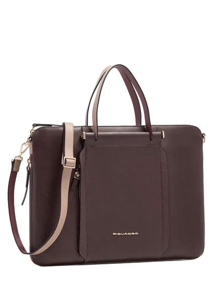 CIRCLE Borsa cartella porta pc 14" in pelle bordeaux/rosa - Cartelle Lavoro