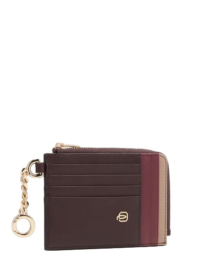 CIRCLE Portacard / Portachiavi in pelle bordeaux/rosa - Portafogli Uomo