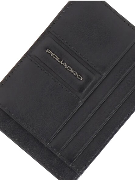 W143 Portacard piatto in pelle Nero - Portafogli Uomo