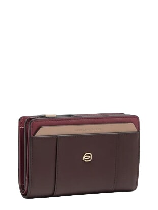 CIRCLE Portafoglio medio in pelle bordeaux/rosa - Portafogli Donna
