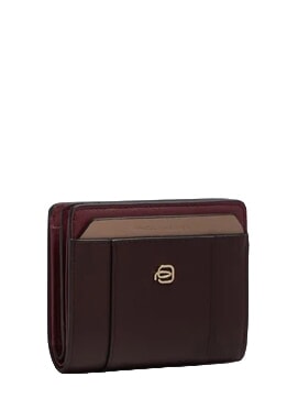 CIRCLE Portafoglio compatto in pelle bordeaux/rosa - Portafogli Donna