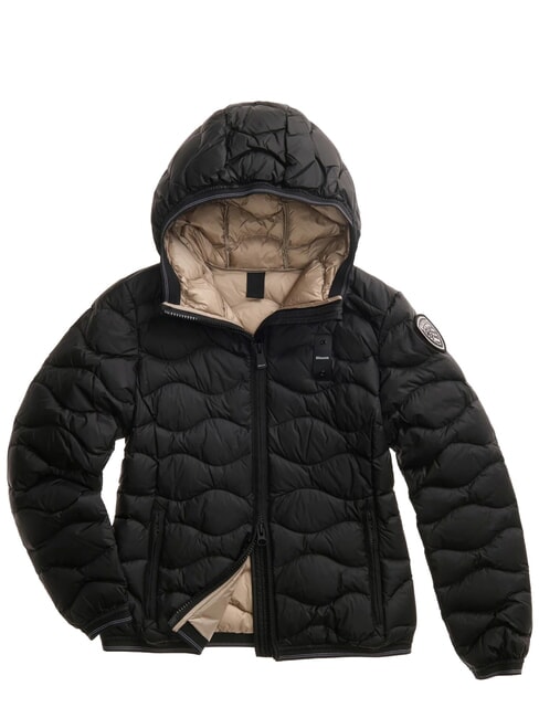 CAMELIA Giubbino corto, imbottito piuma nero interno beige 301 - Piumini Donna