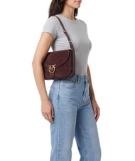 PINKO LOVE SATCHEL Borsa a spalla, in pelle suede borgogna-antique gold - Borse Donna - 2