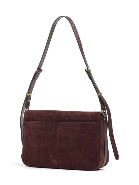 LOVE SATCHEL Borsa a spalla, in pelle suede borgogna-antique gold - Borse Donna