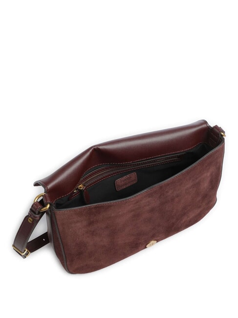 LOVE SATCHEL Borsa a spalla, in pelle suede borgogna-antique gold - Borse Donna