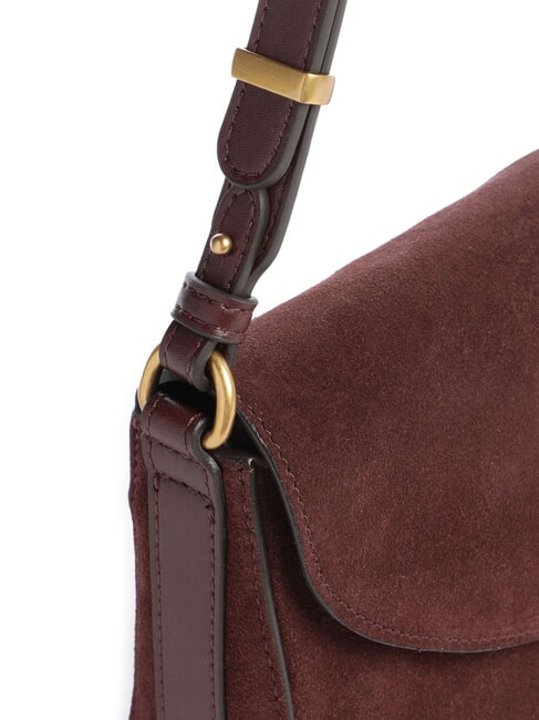 LOVE SATCHEL Mini Bag a tracolla, in pelle borgogna-antique gold - Borse Donna