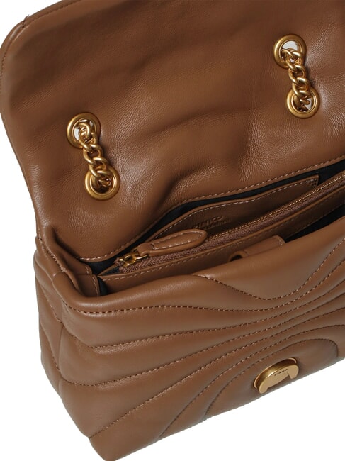 LOVE PUFF MINI Borsa tracolla mini in nappa marrone cognac-antique gold - Borse Donna