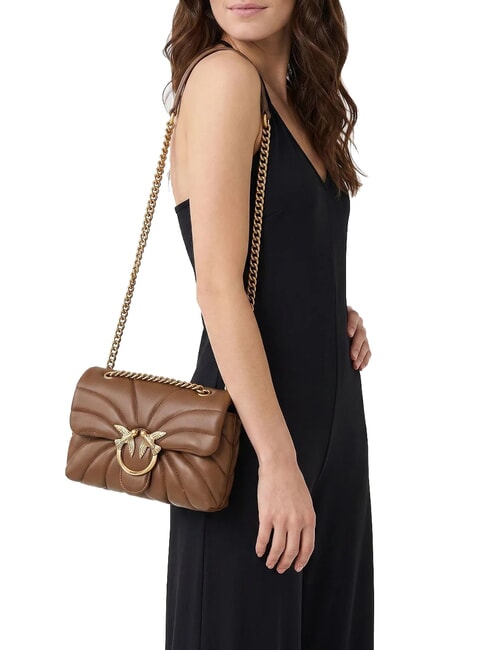 LOVE PUFF MINI Borsa tracolla mini in nappa marrone cognac-antique gold - Borse Donna