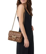 PINKO LOVE PUFF MINI Borsa tracolla mini in nappa marrone cognac-antique gold - Borse Donna - 5