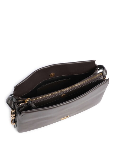 TRIPLET MINI Borsetta a tracolla, in pelle marrone marasca-antique gold - Borse Donna