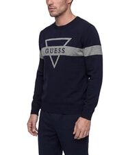 GUESS MARK LOGO JACQUARD Maglia con logo triangolare smartblue - Maglie Uomo - 3