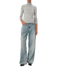 GUESS HALLIE TRIANGLE Maglia collo alto, manica lunga light melange grey m - Maglie Donna - 3