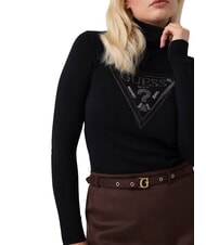 GUESS HALLIE TRIANGLE Maglia collo alto, manica lunga jetbla - Maglie Donna - 4