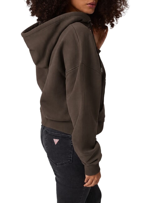 EMBRO Felpa con cappuccio e zip dark coffee - Felpe Donna