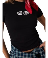 GUESS JEANS PRINT SLIM T-shirt slim a maniche corte jetbla - T-shirt e Top Donna - 4