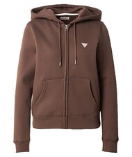 GUESS JEANS REGULAR MINI Felpa con cappuccio e zip dark coffee - Felpe Donna - 5