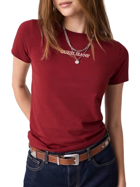 SLIM LOGO T-shirt stretch slim fit vineyard red - T-shirt e Top Donna