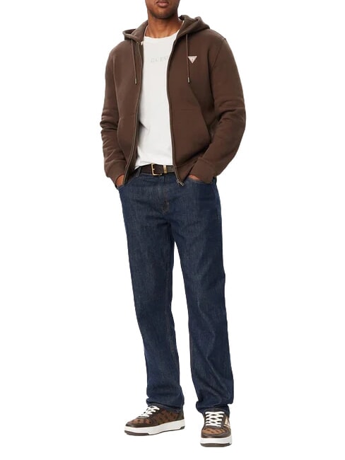 SLIM MINI Felpa con zip e cappuccio dark coffee - Felpe Uomo