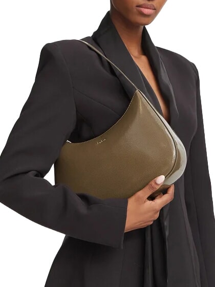 MARGOT Borsa a spalla, in pelle verniciata muddy gray - Borse Donna