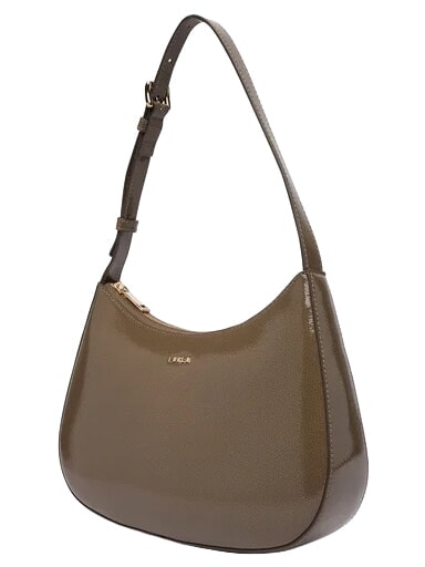 MARGOT Borsa a spalla, in pelle verniciata muddy gray - Borse Donna