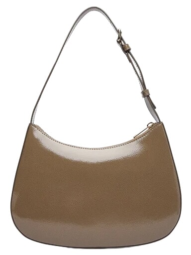 MARGOT Borsa a spalla, in pelle verniciata muddy gray - Borse Donna