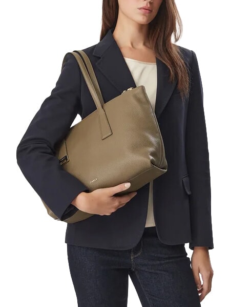 OLIVIA Shopper in pelle muddy gray - Borse Donna