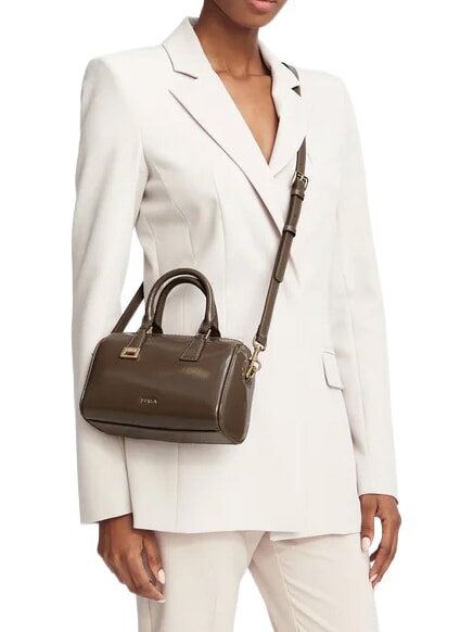 OLIVIA Borsa in pelle bauletto a mano, con tracolla muddy gray - Borse Donna