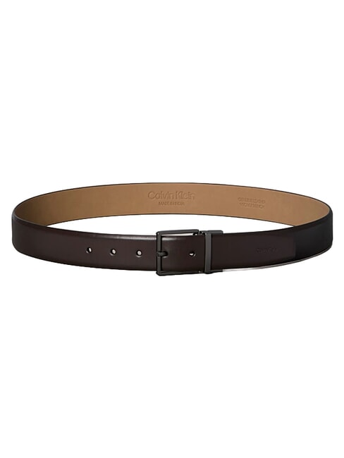 SQUARE BUCKLE CK Cintura doubleface in pelle ck dark brown / matte gunmeta - Cinture