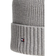 TOMMY HILFIGER TH FLAG Cappello beanie in cotone con risvolto medium grey heather - Cappelli - 3