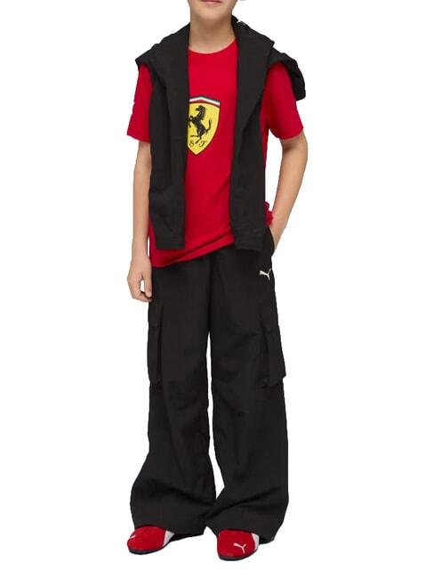 FERRARI T-shirt a maniche corte, in cotone rosso corsa - T-shirt