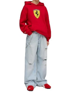 FERRARI Felpa con cappuccio rosso corsa - Felpe