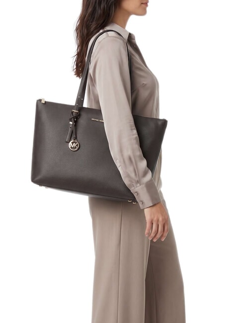 QUINN Borsa shopping a spalla, in pelle chocolate - Borse Donna