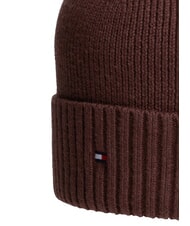 TOMMY HILFIGER TH FLAG Cappello beanie in cotone con risvolto red wine - Cappelli - 3