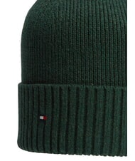 TOMMY HILFIGER TH FLAG Cappello beanie in cotone con risvolto majestic emerald melange - Cappelli - 3