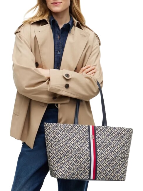 TH JACQUARD Borsa tote a spalla space blue - Borse Donna